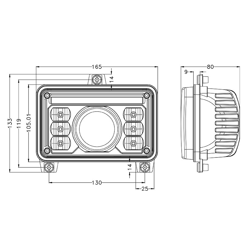 102 Watt LED High & Low Beam Headlight with DRL - LG837