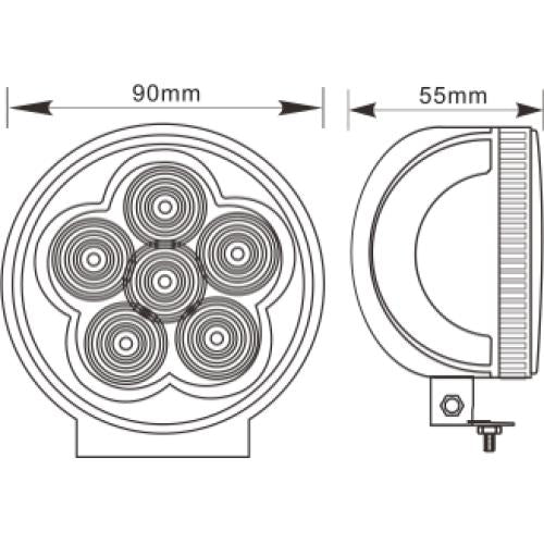 18 Watt Round LED Work Light - LG869