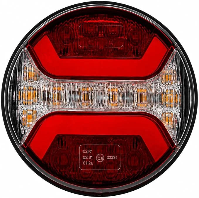 LED Trailer Rear Light Round – Hamburger Tail Light with Brake Light, Tail Light and Turn Signal – ECE Approved, IP67, for Trucks, Tractors, Trailers