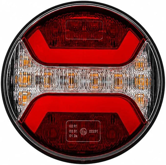 LED Anhänger-Rückleuchte Rund – Hamburger-Rücklicht mit Bremslicht, Schlusslicht und Blinker – ECE-geprüft, IP67, für LKW, Traktoren und Anhänger