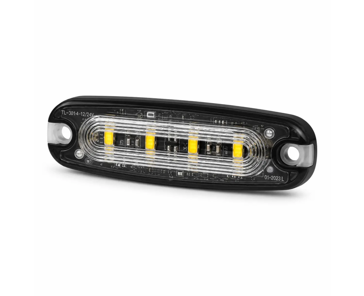 4 LED schlanker bernsteinfarbener Warnblitz mit 3M Klebehalterung - LG764