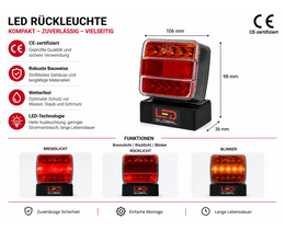 Anhänger Rückleuchten LED Quadrat Kombination - Paar - LG529