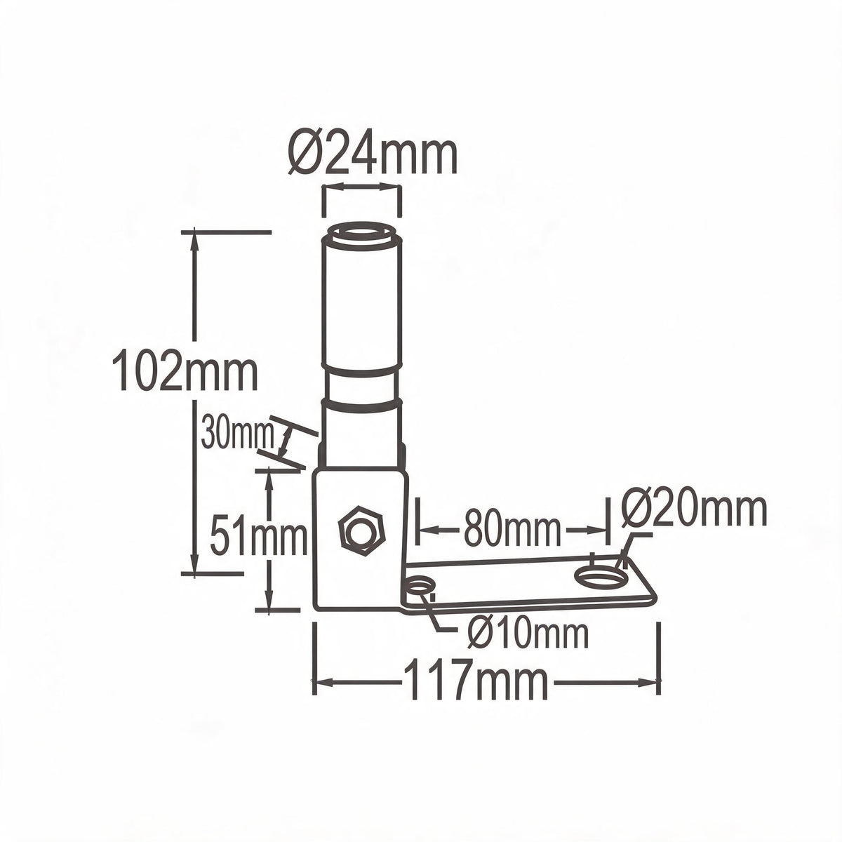 LG3006 DIN beacon mounting bracket dimension drawing