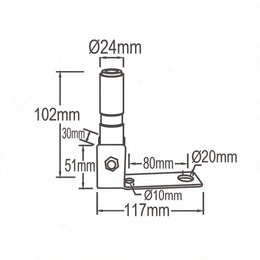 LG3006 DIN beacon mounting bracket dimension drawing