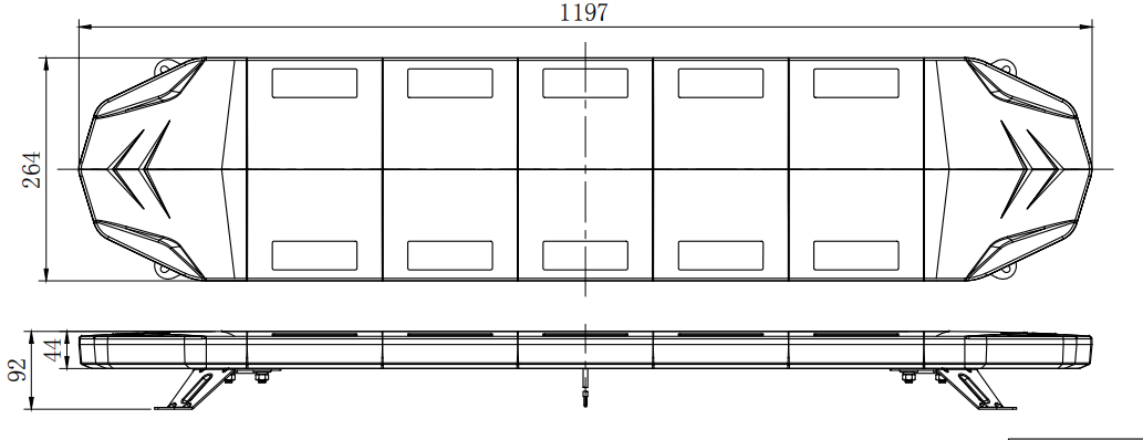 47" (1200mm) LED-iga merevaigukollane vilkuv hoiatusriba - LG630