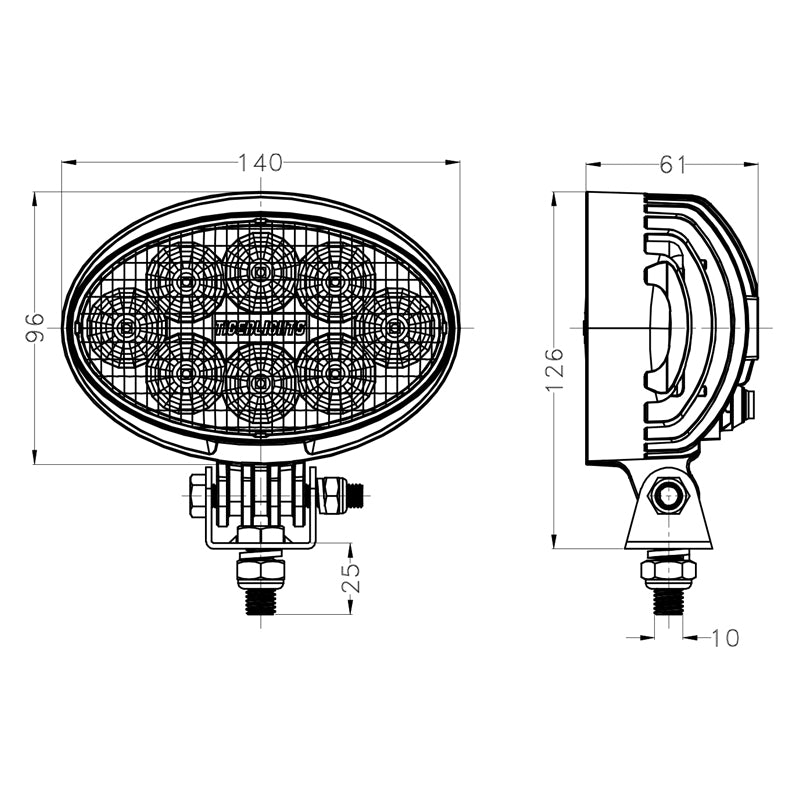 40 Watt LED Standard Mount Oval Work Light - LG839