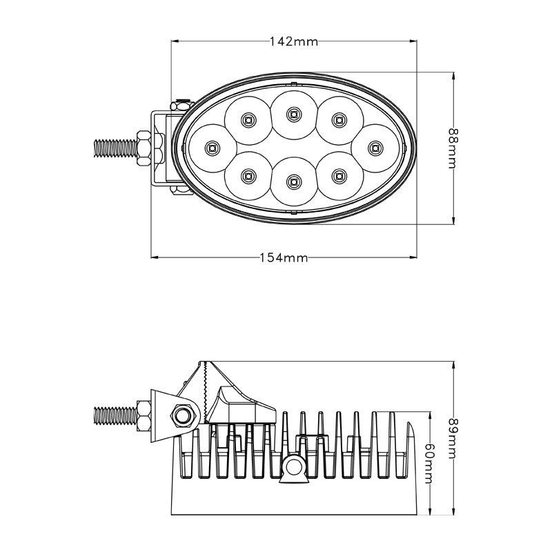 40 Watt LED Adjustable Mount Oval Work Light - LG847
