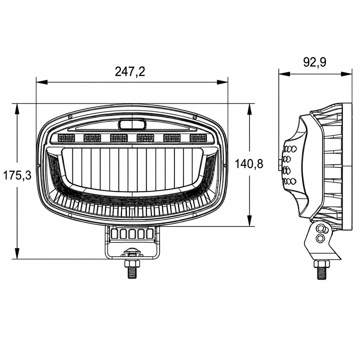 LG934 dimension drawing in millimetres