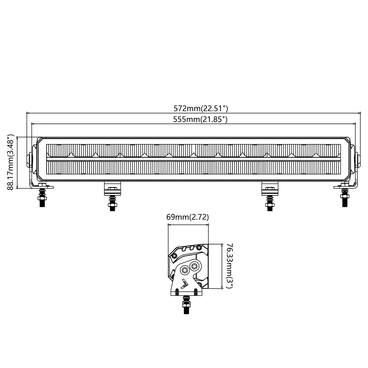 LG982 dimension drawing in millimetres