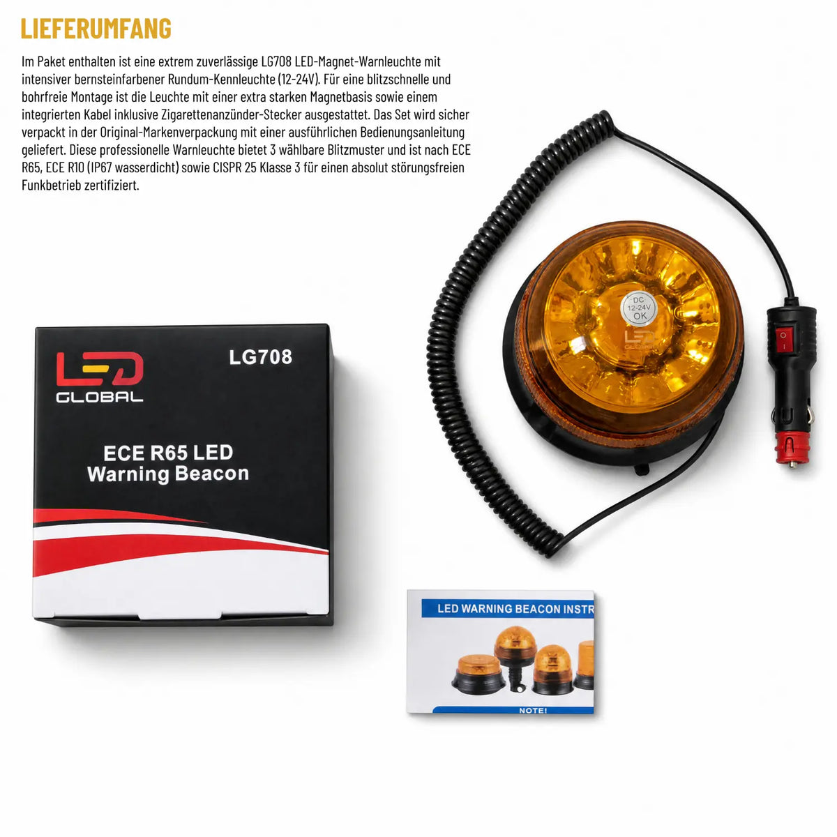 Sinalizador de Aviso Magnético LED - LG708