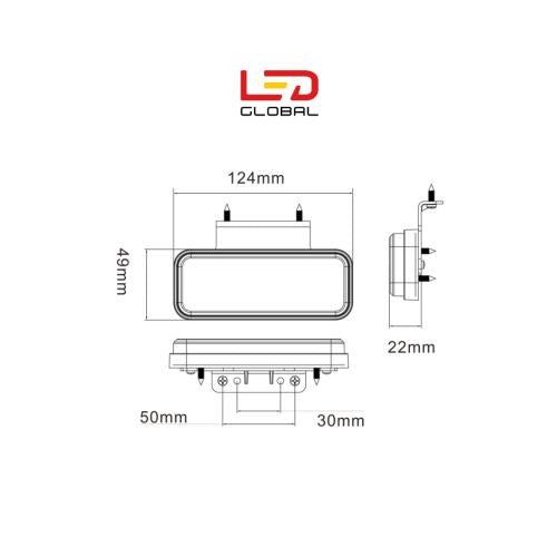 LED Rectangular Marker Light Amber  - LG178
