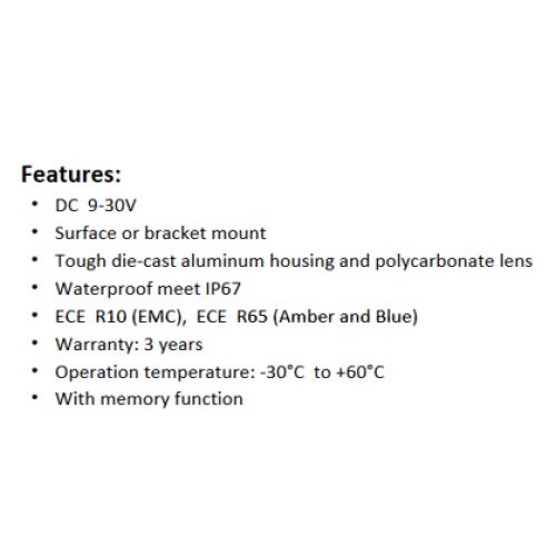4 LED Square Amber Warning Strobe - LG770