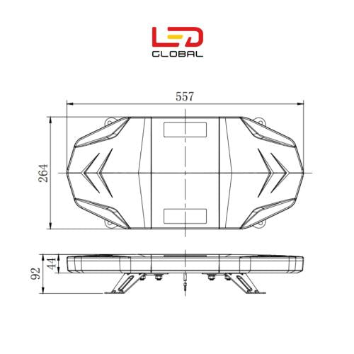 64W LED merevaigukollane vilkuv hoiatusriba - 557mm - LG633