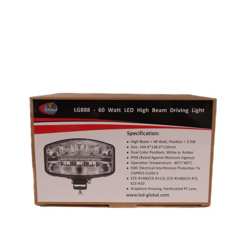 60 Watt Jumbo LED Driving Spot Light with 2 Colour Options Position Light - LG888