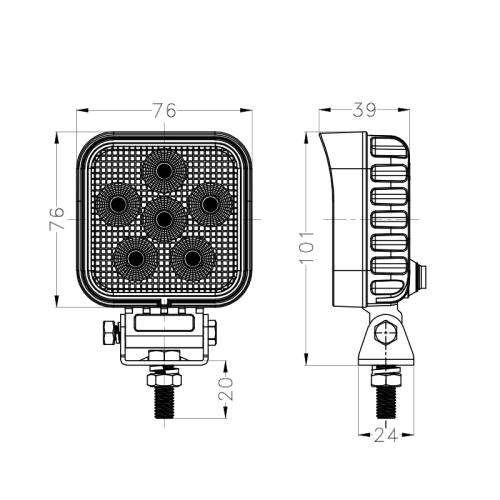 24 Watt Square Flood LED Work Light - LG966