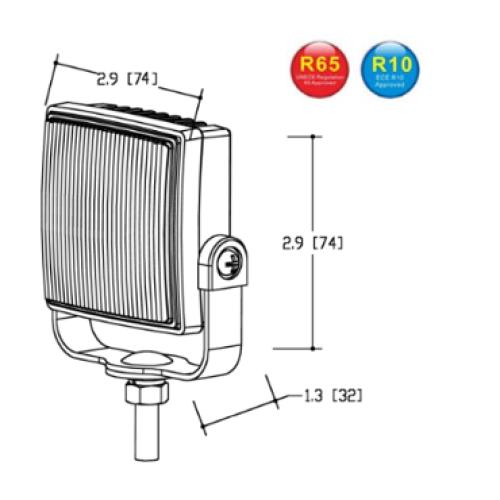 4 LED Square Amber Warning Strobe - LG770
