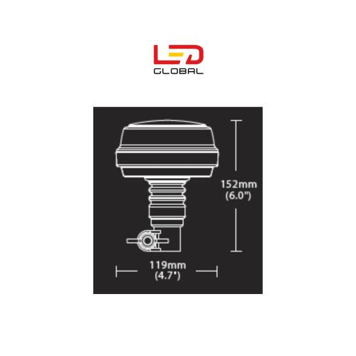 Zelený LED nízkoprofilový flexibilní maják na tyči - LG675